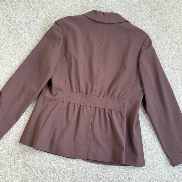 - J. Jill Brown Peplum Back Soft Fabric Blazer Jacket Spring Summer Office 12P - Picture 6 of 6